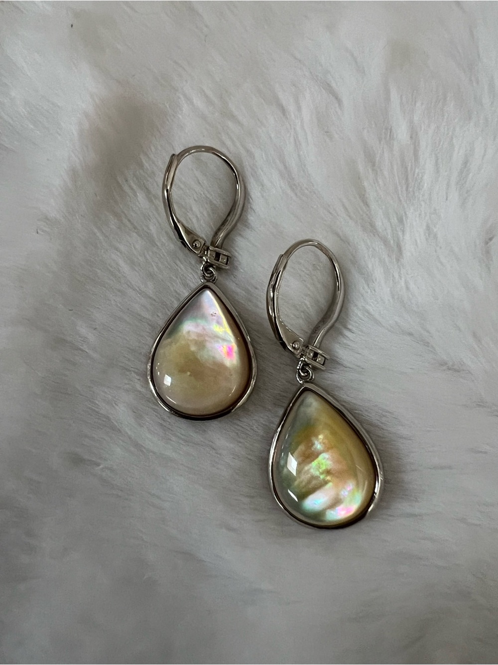 Classic Teardrop Mother-of-Pearl Drop Earrings With CZ Accents - Sterling